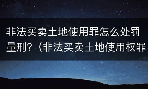 非法买卖土地使用罪怎么处罚量刑?（非法买卖土地使用权罪立案标准）