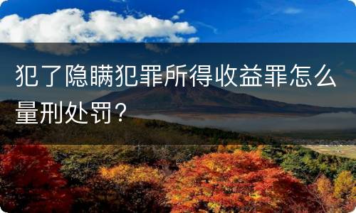 犯了隐瞒犯罪所得收益罪怎么量刑处罚?