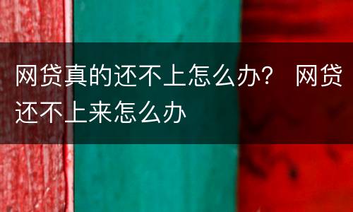网贷真的还不上怎么办？ 网贷还不上来怎么办