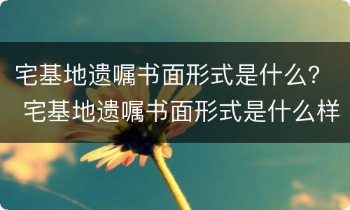 宅基地遗嘱书面形式是什么？ 宅基地遗嘱书面形式是什么样的