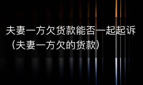 夫妻一方欠货款能否一起起诉（夫妻一方欠的货款）