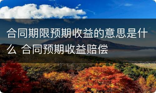 合同期限预期收益的意思是什么 合同预期收益赔偿
