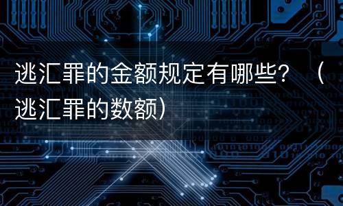 逃汇罪的金额规定有哪些？（逃汇罪的数额）
