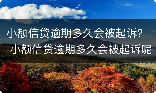 小额信贷逾期多久会被起诉？ 小额信贷逾期多久会被起诉呢
