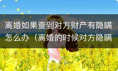 离婚如果查到对方财产有隐瞒怎么办（离婚的时候对方隐瞒财产不知道怎么查）