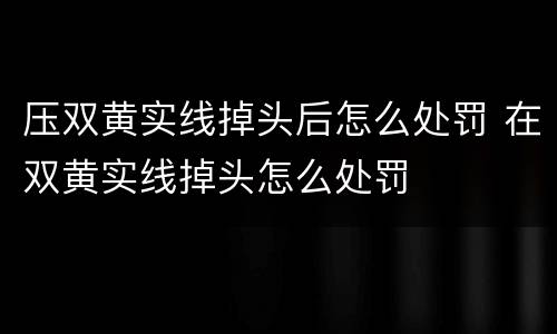压双黄实线掉头后怎么处罚 在双黄实线掉头怎么处罚