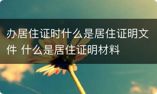 办居住证时什么是居住证明文件 什么是居住证明材料
