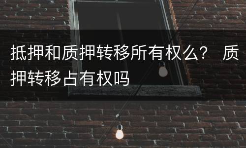 抵押和质押转移所有权么？ 质押转移占有权吗