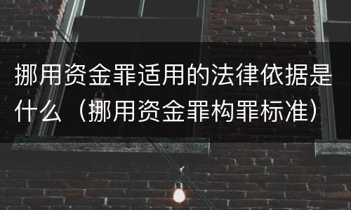 挪用资金罪适用的法律依据是什么（挪用资金罪构罪标准）