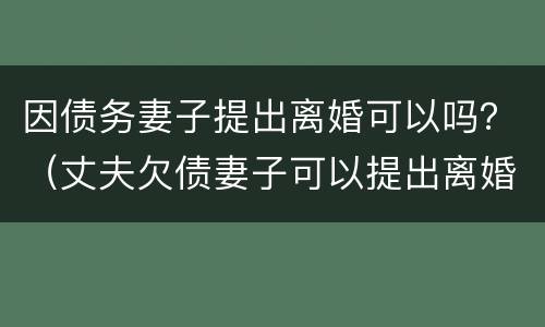 因债务妻子提出离婚可以吗？（丈夫欠债妻子可以提出离婚吗）