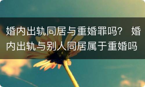 婚内出轨同居与重婚罪吗？ 婚内出轨与别人同居属于重婚吗
