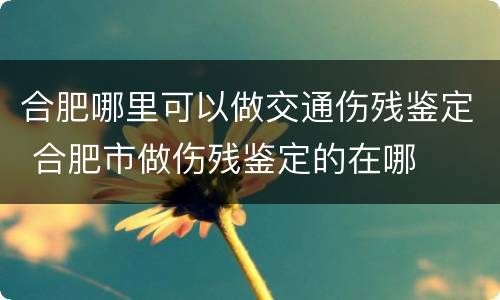 合肥哪里可以做交通伤残鉴定 合肥市做伤残鉴定的在哪