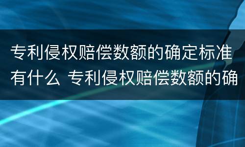 专利侵权赔偿数额的确定标准有什么 专利侵权赔偿数额的确定标准有什么要求