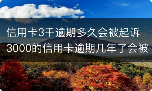信用卡3千逾期多久会被起诉 3000的信用卡逾期几年了会被告吗