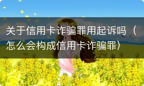 关于信用卡诈骗罪用起诉吗（怎么会构成信用卡诈骗罪）