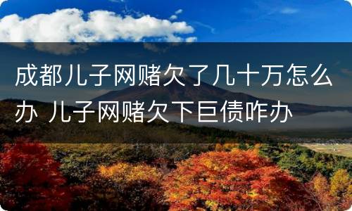 成都儿子网赌欠了几十万怎么办 儿子网赌欠下巨债咋办