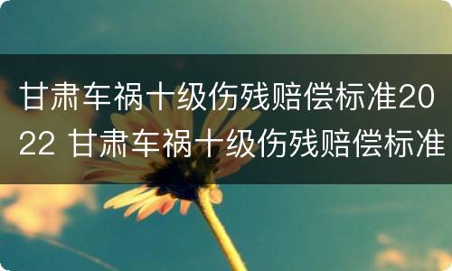 甘肃车祸十级伤残赔偿标准2022 甘肃车祸十级伤残赔偿标准2022多少钱