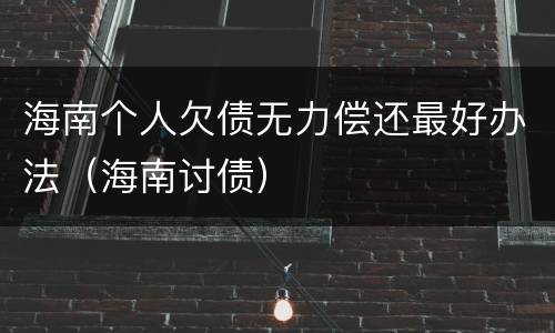 海南个人欠债无力偿还最好办法（海南讨债）