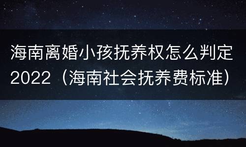 海南离婚小孩抚养权怎么判定2022（海南社会抚养费标准）