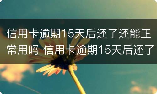 信用卡逾期15天后还了还能正常用吗 信用卡逾期15天后还了还能正常用吗为什么