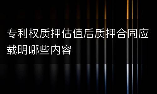 专利权质押估值后质押合同应载明哪些内容