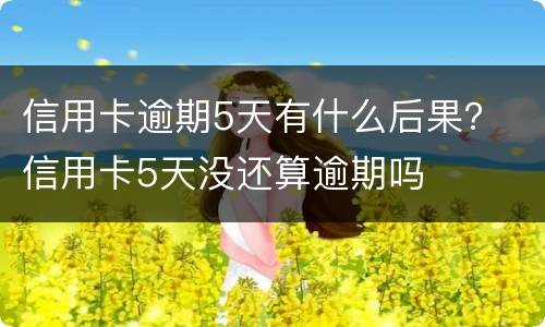 信用卡逾期5天有什么后果？ 信用卡5天没还算逾期吗