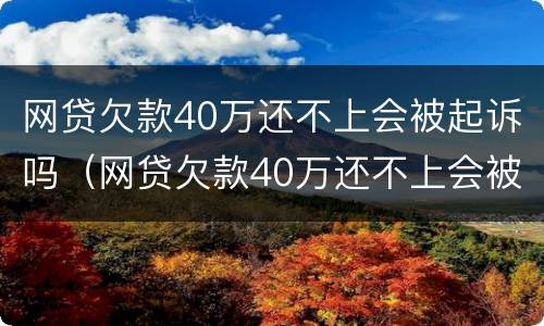 网贷欠款40万还不上会被起诉吗（网贷欠款40万还不上会被起诉吗）