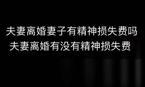 夫妻离婚妻子有精神损失费吗 夫妻离婚有没有精神损失费