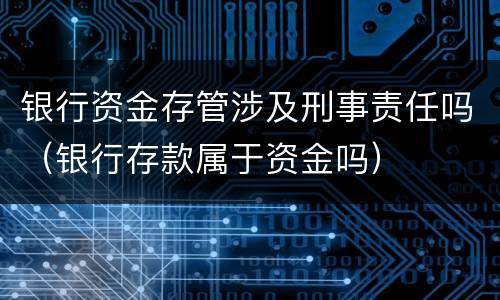 银行资金存管涉及刑事责任吗（银行存款属于资金吗）