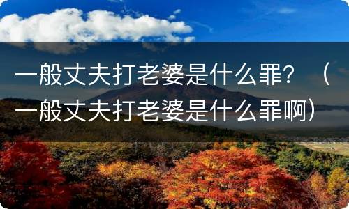 一般丈夫打老婆是什么罪？（一般丈夫打老婆是什么罪啊）