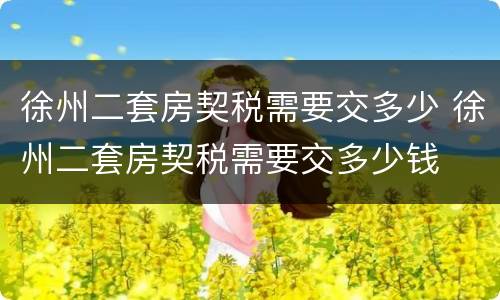 徐州二套房契税需要交多少 徐州二套房契税需要交多少钱