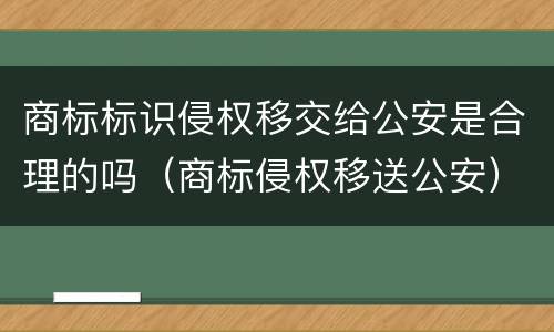 商标标识侵权移交给公安是合理的吗（商标侵权移送公安）