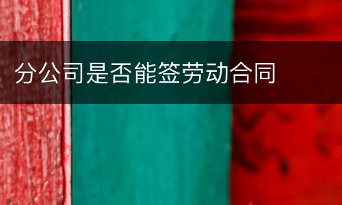 分公司是否能签劳动合同
