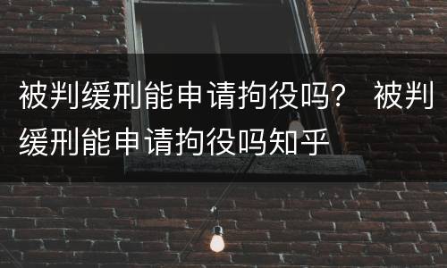 被判缓刑能申请拘役吗？ 被判缓刑能申请拘役吗知乎