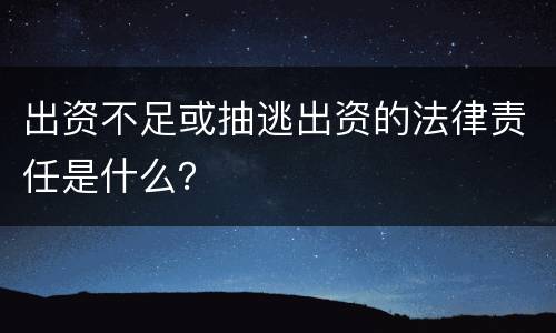 出资不足或抽逃出资的法律责任是什么？