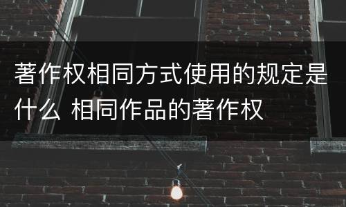 著作权相同方式使用的规定是什么 相同作品的著作权