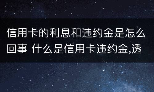 信用卡的利息和违约金是怎么回事 什么是信用卡违约金,透支利息