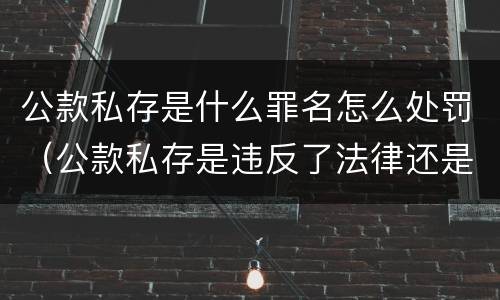 公款私存是什么罪名怎么处罚（公款私存是违反了法律还是纪律）