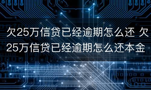 欠25万信贷已经逾期怎么还 欠25万信贷已经逾期怎么还本金