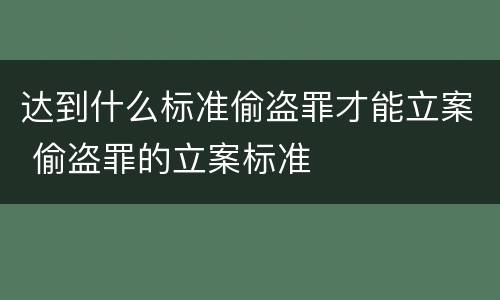 达到什么标准偷盗罪才能立案 偷盗罪的立案标准
