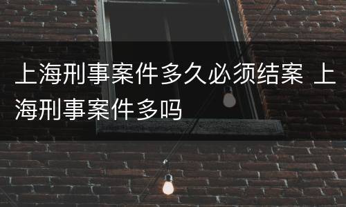 上海刑事案件多久必须结案 上海刑事案件多吗