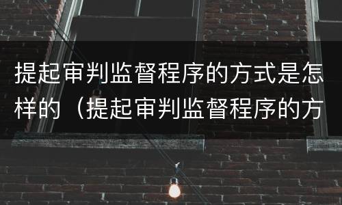 提起审判监督程序的方式是怎样的（提起审判监督程序的方式有哪些）