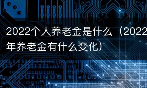 2022个人养老金是什么（2022年养老金有什么变化）