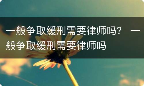 一般争取缓刑需要律师吗？ 一般争取缓刑需要律师吗