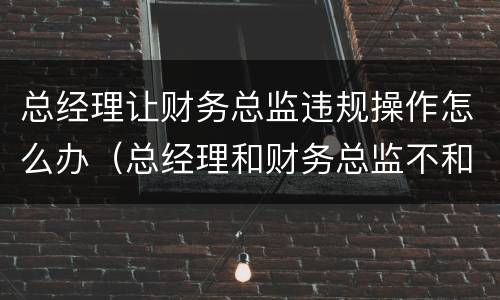 总经理让财务总监违规操作怎么办（总经理和财务总监不和）