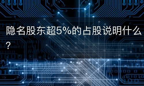 隐名股东超5%的占股说明什么？