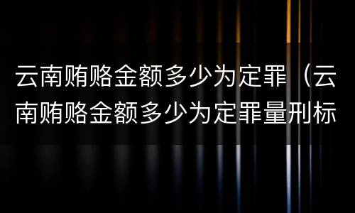 云南贿赂金额多少为定罪（云南贿赂金额多少为定罪量刑标准）