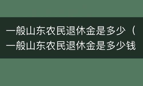 一般山东农民退休金是多少（一般山东农民退休金是多少钱）