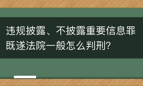 违规披露、不披露重要信息罪既遂法院一般怎么判刑？