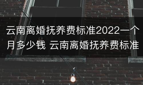 云南离婚抚养费标准2022一个月多少钱 云南离婚抚养费标准2022一个月多少钱啊